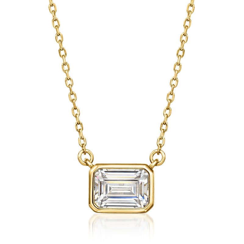 1.20 Carat Emerald-Cut CZ Necklace in 18kt Gold Over Sterling. 16" image number 1