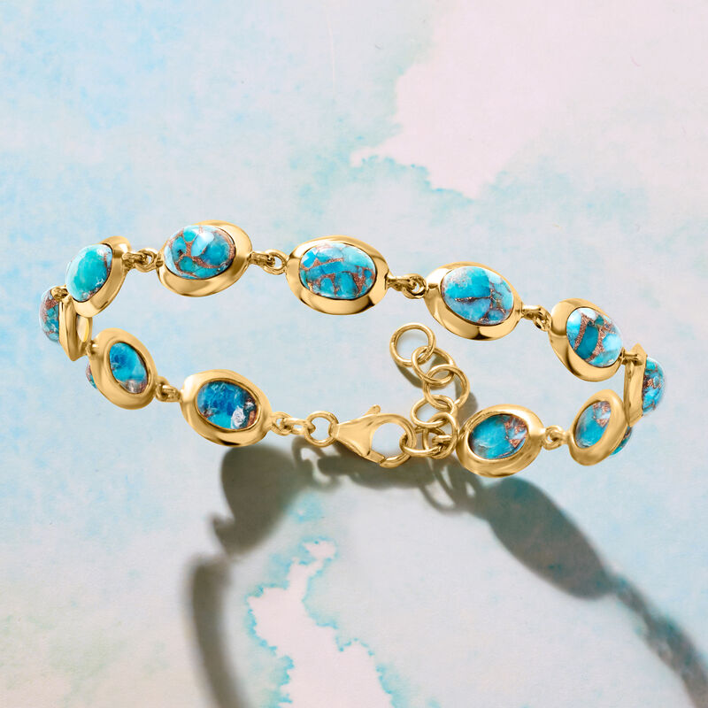 Turquoise Bracelet in 18kt Gold Over Sterling image number 2