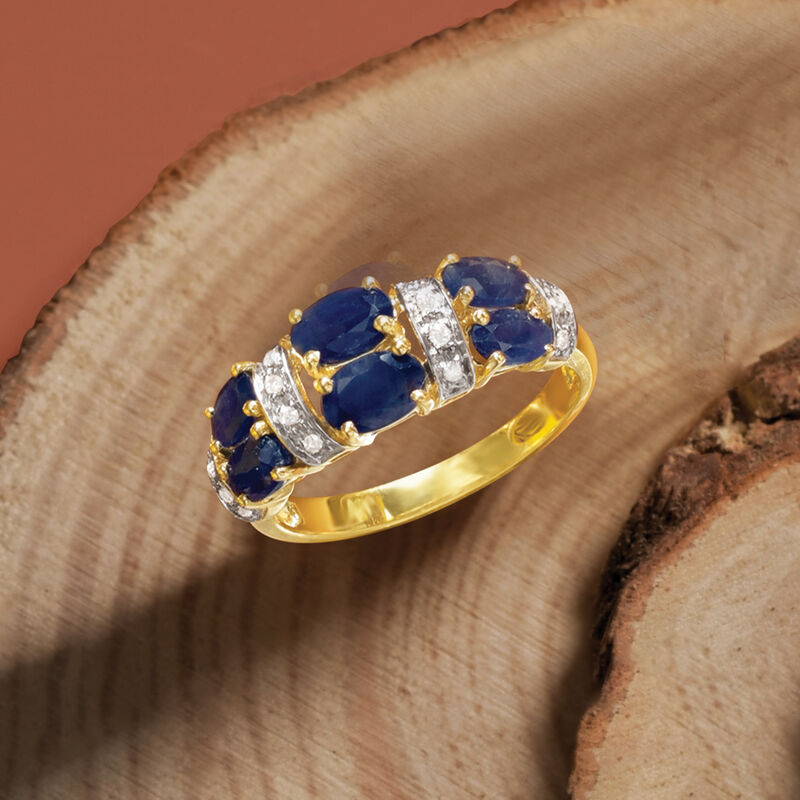 2.80 ct. t.w. Sapphire Ring with Diamonds in 14kt Yellow Gold image number 3