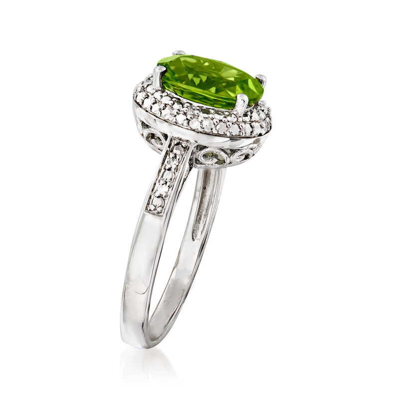 1.60 Carat Peridot Ring with Diamonds in Sterling Silver image number 2
