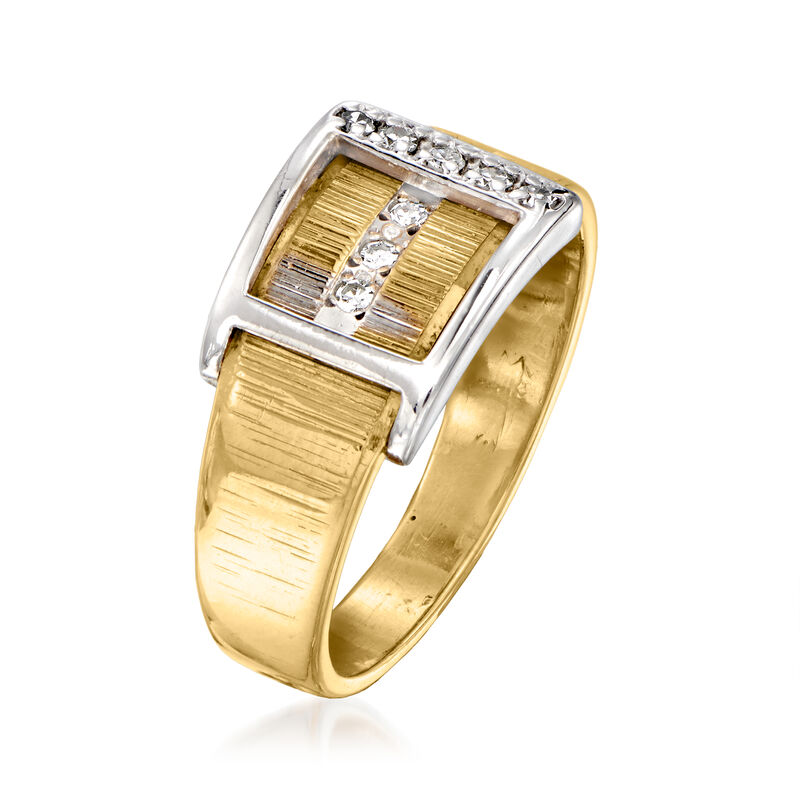 C. 1970 Vintage .15 ct. t.w. Diamond Buckle Ring in 14kt Two-Tone Gold image number 2
