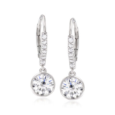 2.40 ct. t.w. Bezel-Set CZ Drop Earrings in Sterling Silver