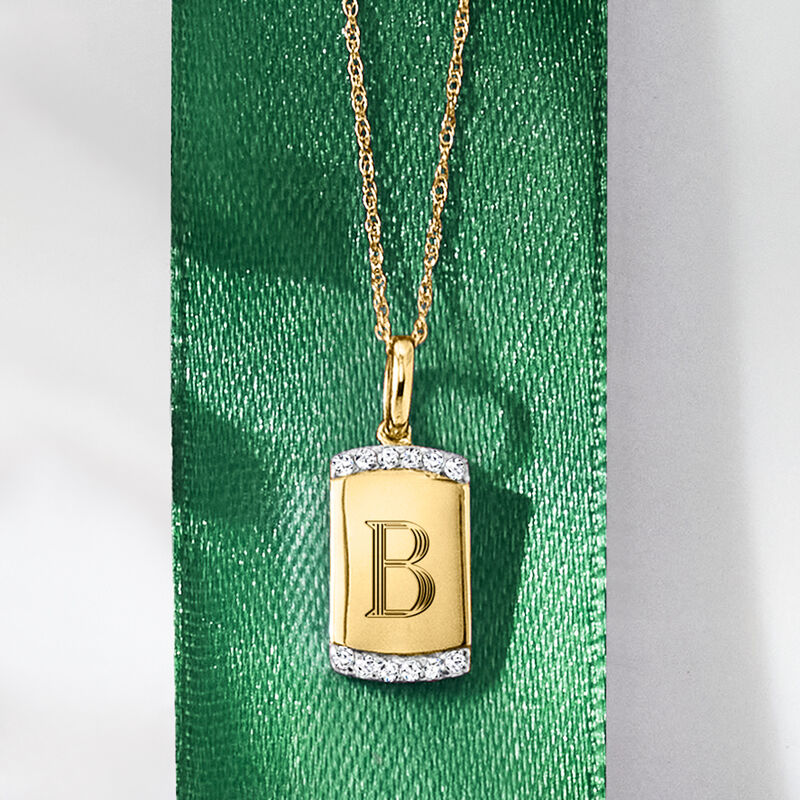 .10 ct. t.w. Diamond Personalized Dog Tag Pendant Necklace in 14kt Yellow Gold image number 2