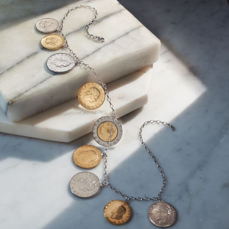 Italian Genuine Lira Coin Necklace in Sterling Silver image number 4