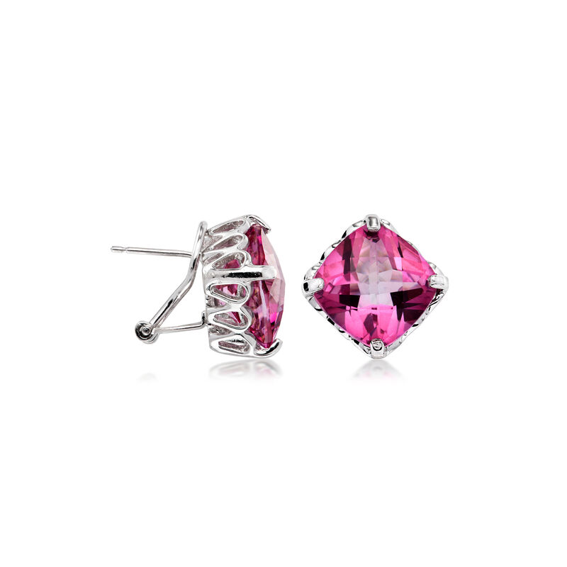 C. 1990 Vintage 19.00 ct. t.w. Pink Tourmaline Earrings in 14kt White Gold image number 2