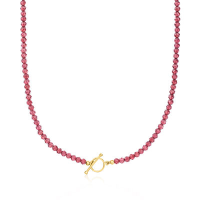 60.00 ct. t.w. Garnet Bead Toggle Necklace in 18kt Gold Over Sterling