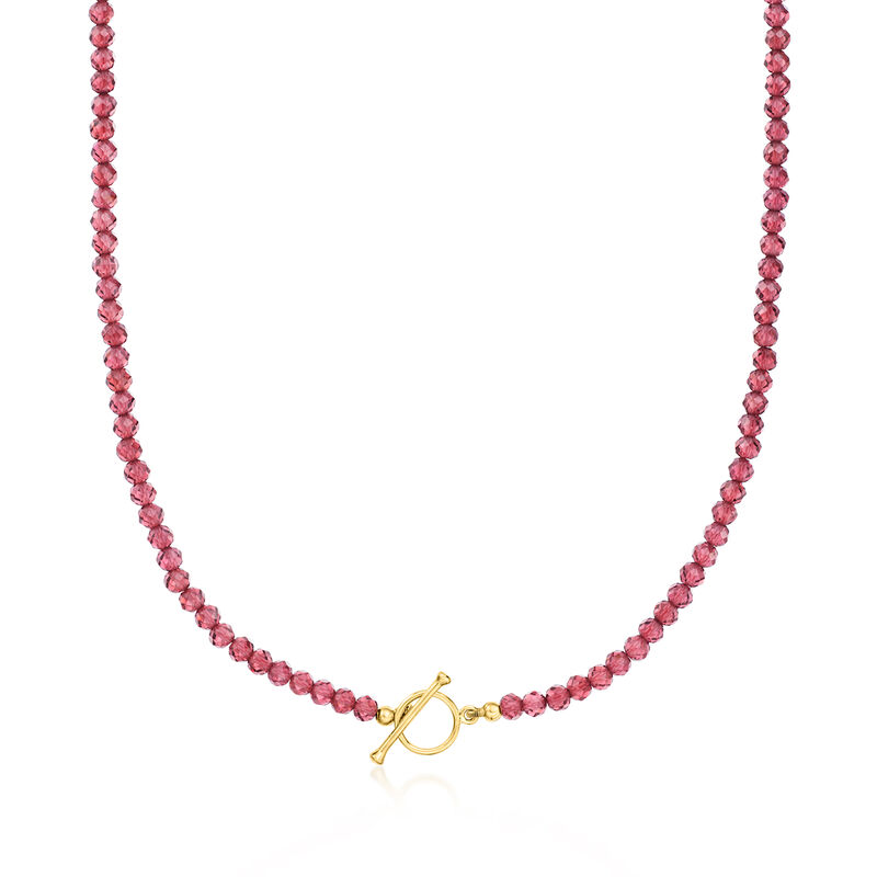 60.00 ct. t.w. Garnet Bead Toggle Necklace in 18kt Gold Over Sterling image number 0