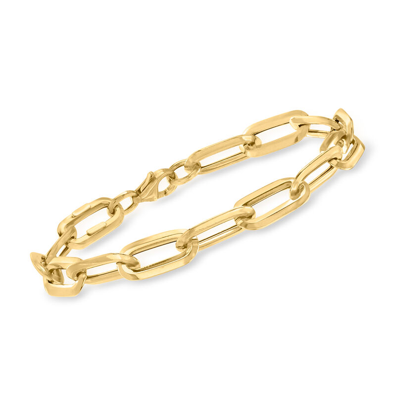 Italian 18kt Yellow Gold Paper Clip Link Bracelet image number 0
