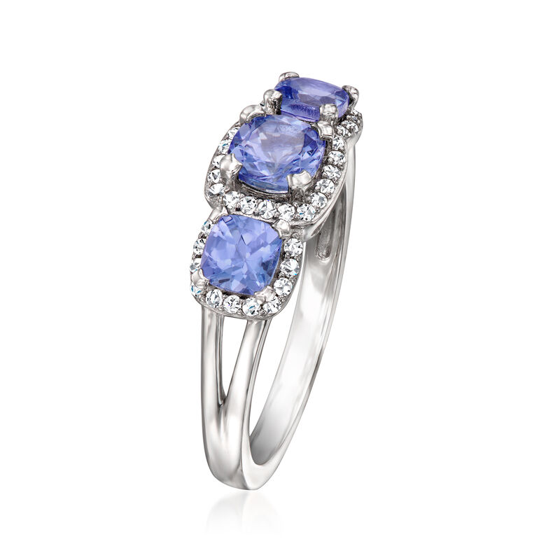 1.40 ct. t.w. Tanzanite and .20 ct. t.w. White Zircon Ring in Sterling Silver image number 2