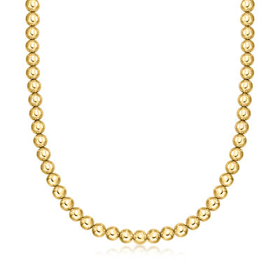 Italian 8mm 18kt Gold Over Sterling Bead Necklace