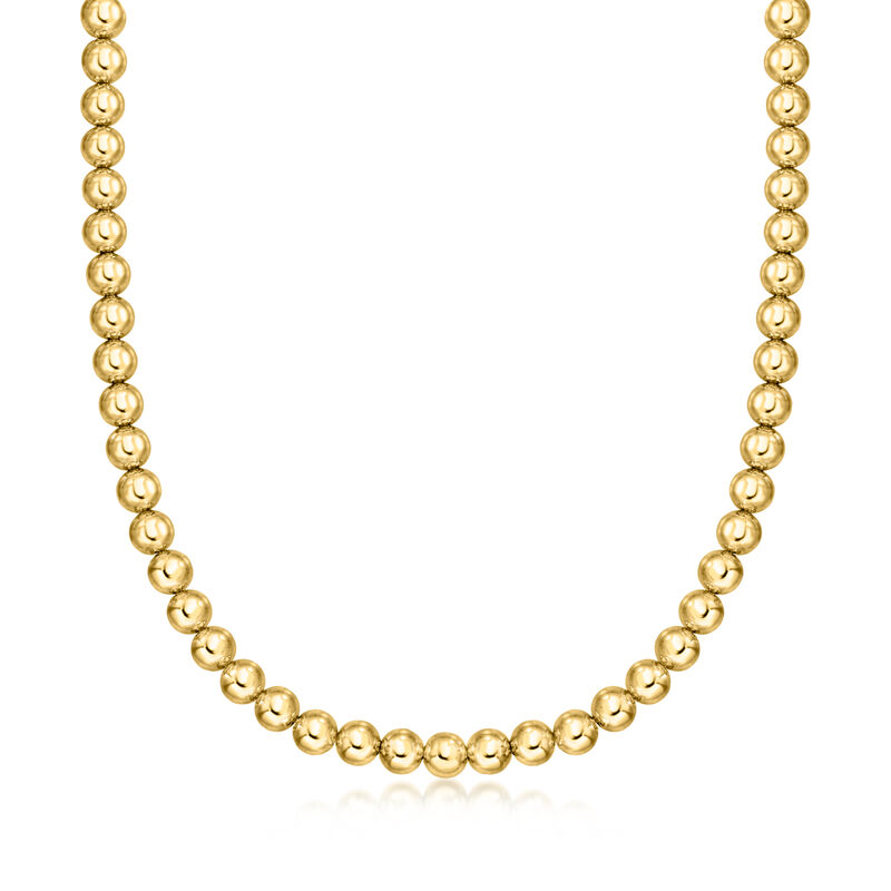 Italian 8mm 18kt Gold Over Sterling Bead Necklace image number 0
