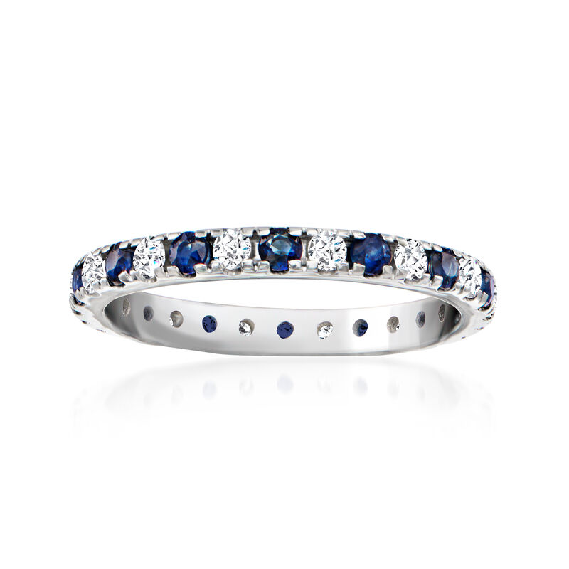 .50 ct. t.w. Sapphire and .50 ct. t.w. Diamond Eternity Band in 14kt White Gold image number 0