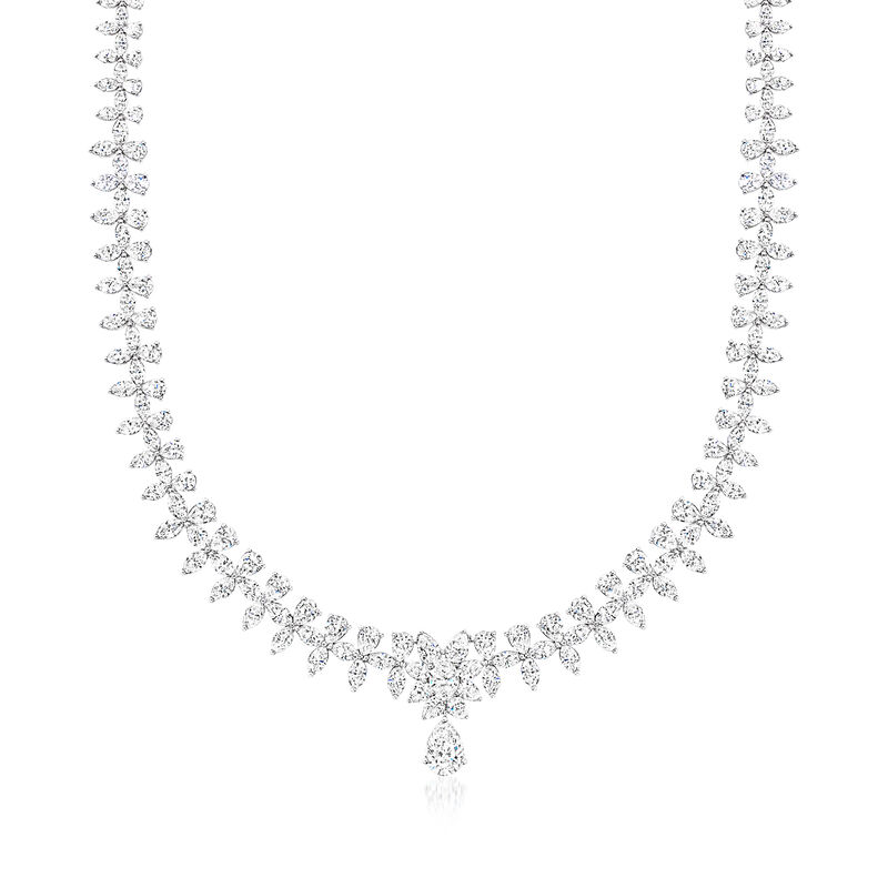 36.00 ct. t.w. Multi-Shaped Lab-Grown Diamond Necklace in 14kt White Gold. 16&quot; image number 1