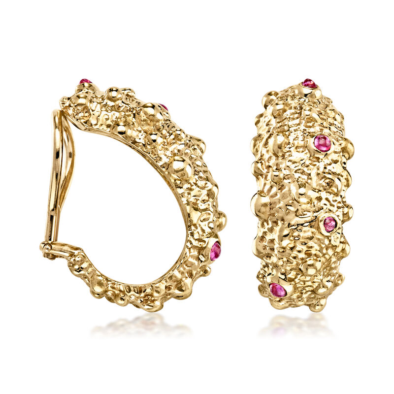 C. 1970 Vintage .30 ct. t.w. Ruby Curved Clip-On Earrings in 18kt Yellow Gold  image number 0