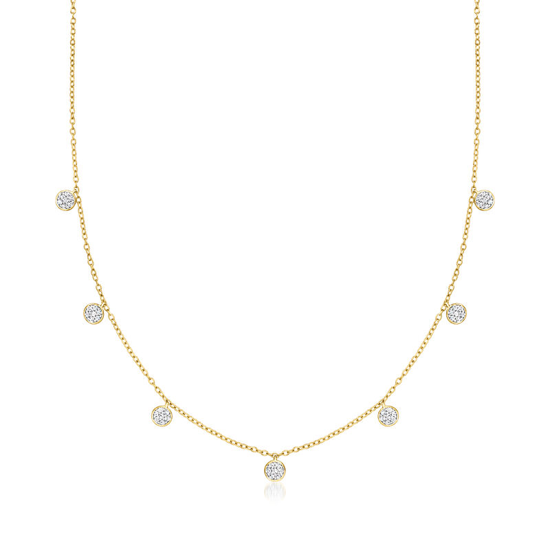 .30 ct. t.w. Diamond Circle Station Necklace in 18kt Gold Over Sterling. 16&quot; image number 1