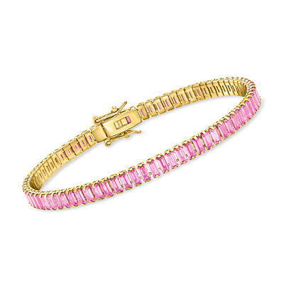 7.75 ct. t.w. Lab-Grown Pink Sapphire Tennis Bracelet in 18kt Gold Over Sterling