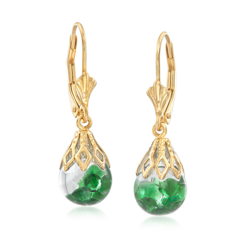 .70 ct. t.w. Floating Emerald Drop Earrings in 14kt Yellow Gold  image number 0