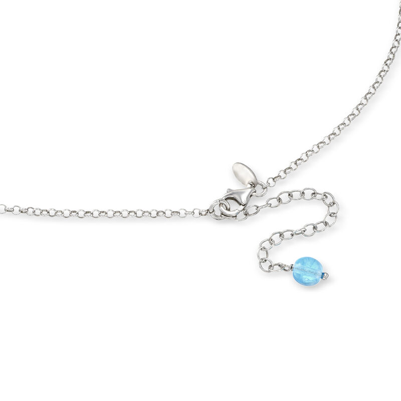 Italian Blue and White Murano Glass Bead Necklace in Sterling Silver. 18&quot; image number 2