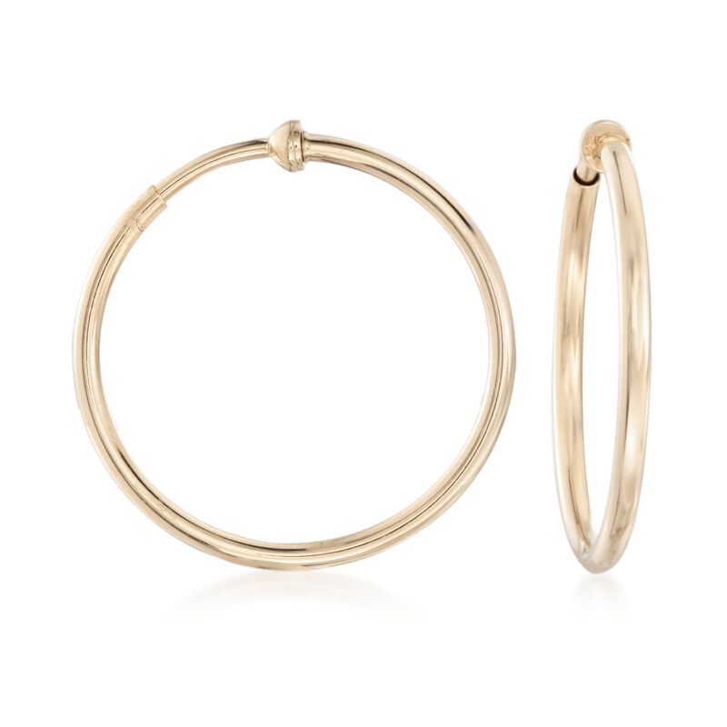14kt Yellow Gold Large Clip-On Hoop Earrings. 1&quot; image number 0