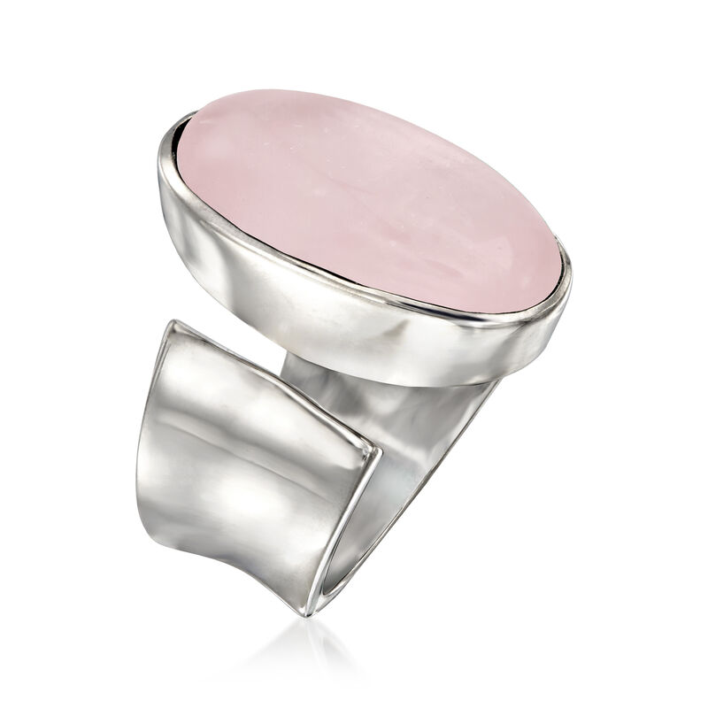 16.00 Carat Rose Quartz Wrap Ring in Sterling Silver image number 2