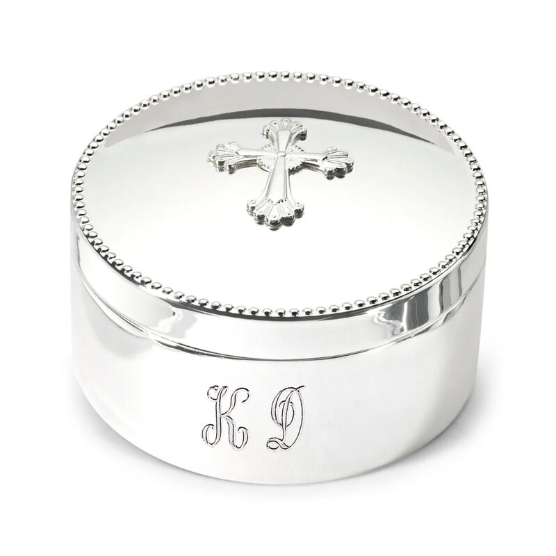 Reed & Barton &quot;Abbey Cross&quot; Silver Plate Personalized Rosary Box image number 1
