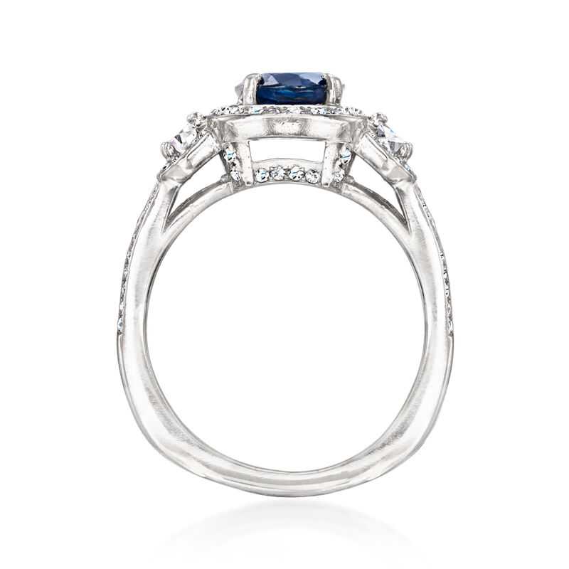 1.20 Carat Sapphire Ring with .79 ct. t.w. Diamonds in Platinum. Size 6 image number 3