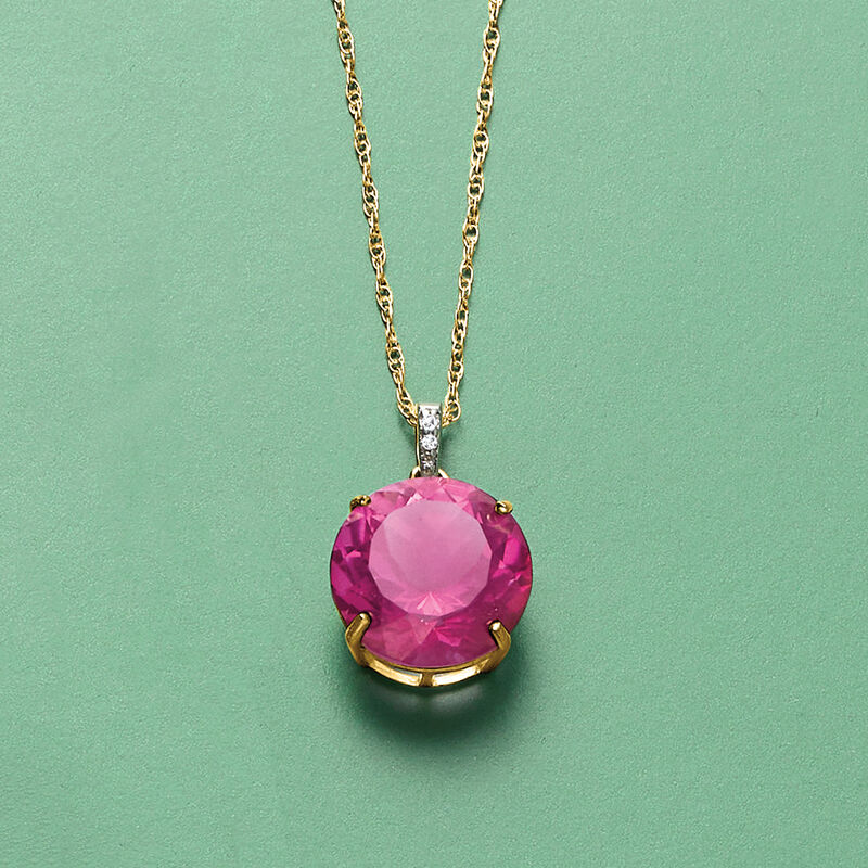 7.75 Carat Pink Quartz Pendant Necklace with Diamonds in 14kt Yellow Gold image number 3