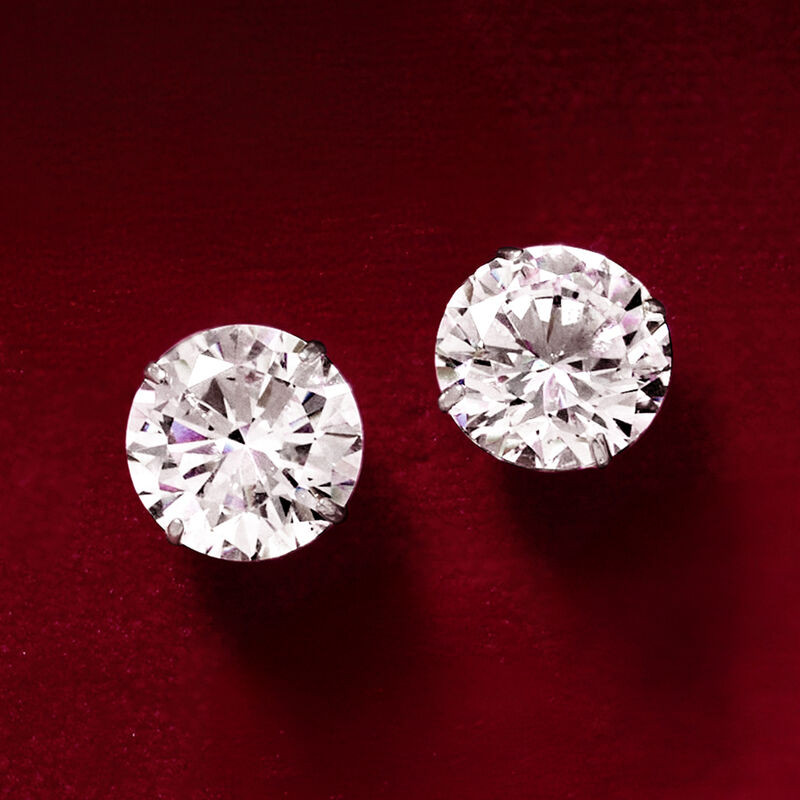 6.00 ct. t.w. CZ Stud Earrings in 14kt White Gold image number 2