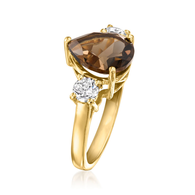 3.00 Carat Smoky Quartz Ring with .50 ct. t.w. Lab-Grown Diamonds in 18kt Gold Over Sterling image number 2