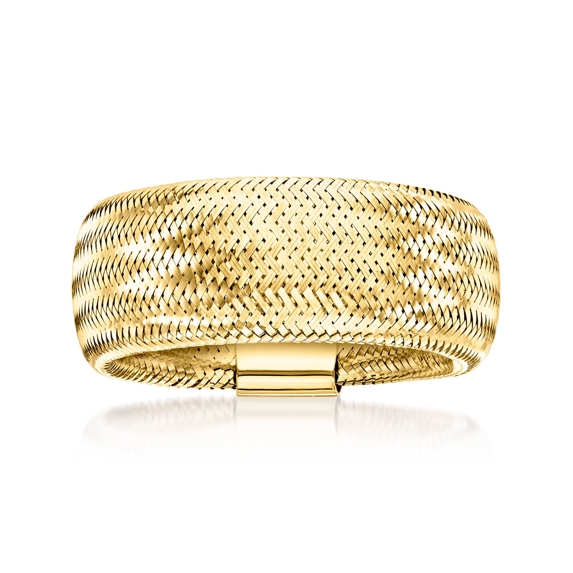 Italian 10kt Yellow Gold Mesh Stretch Ring. Large (9 - 10) | Ross