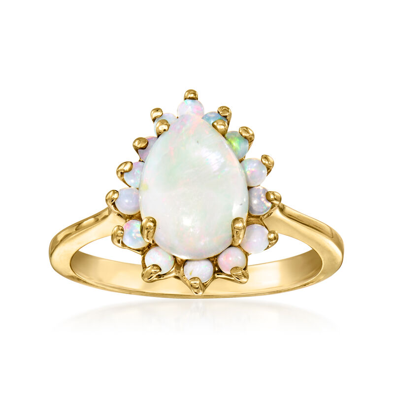 C. 1980 Vintage Opal Cluster Ring in 10kt Yellow Gold. Size 6 image number 0