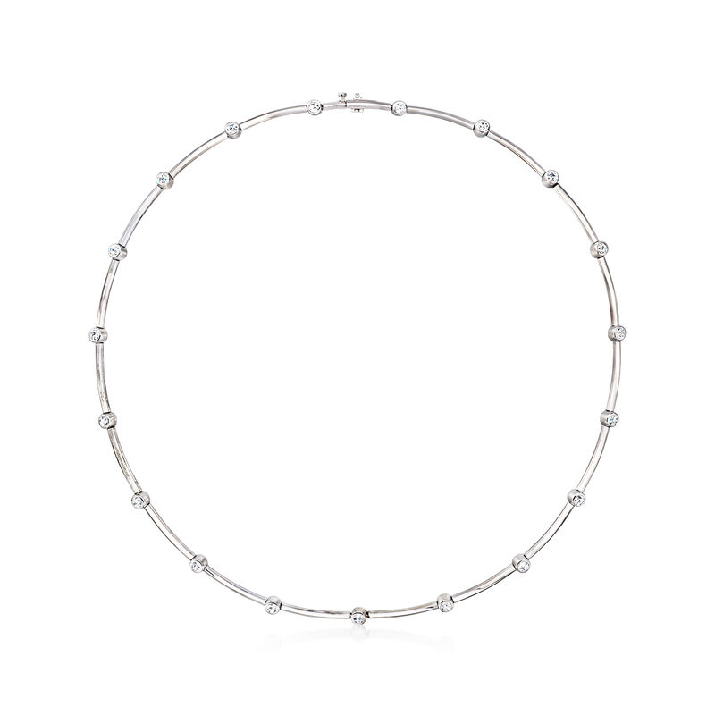 C. 1990 Vintage Tiffany Jewelry .95 ct. t.w. Diamond Station Necklace in Platinum image number 0