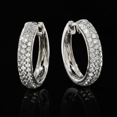 1.00 ct. t.w. Pave Lab-Grown Diamond Hoop Earrings in 14kt White Gold