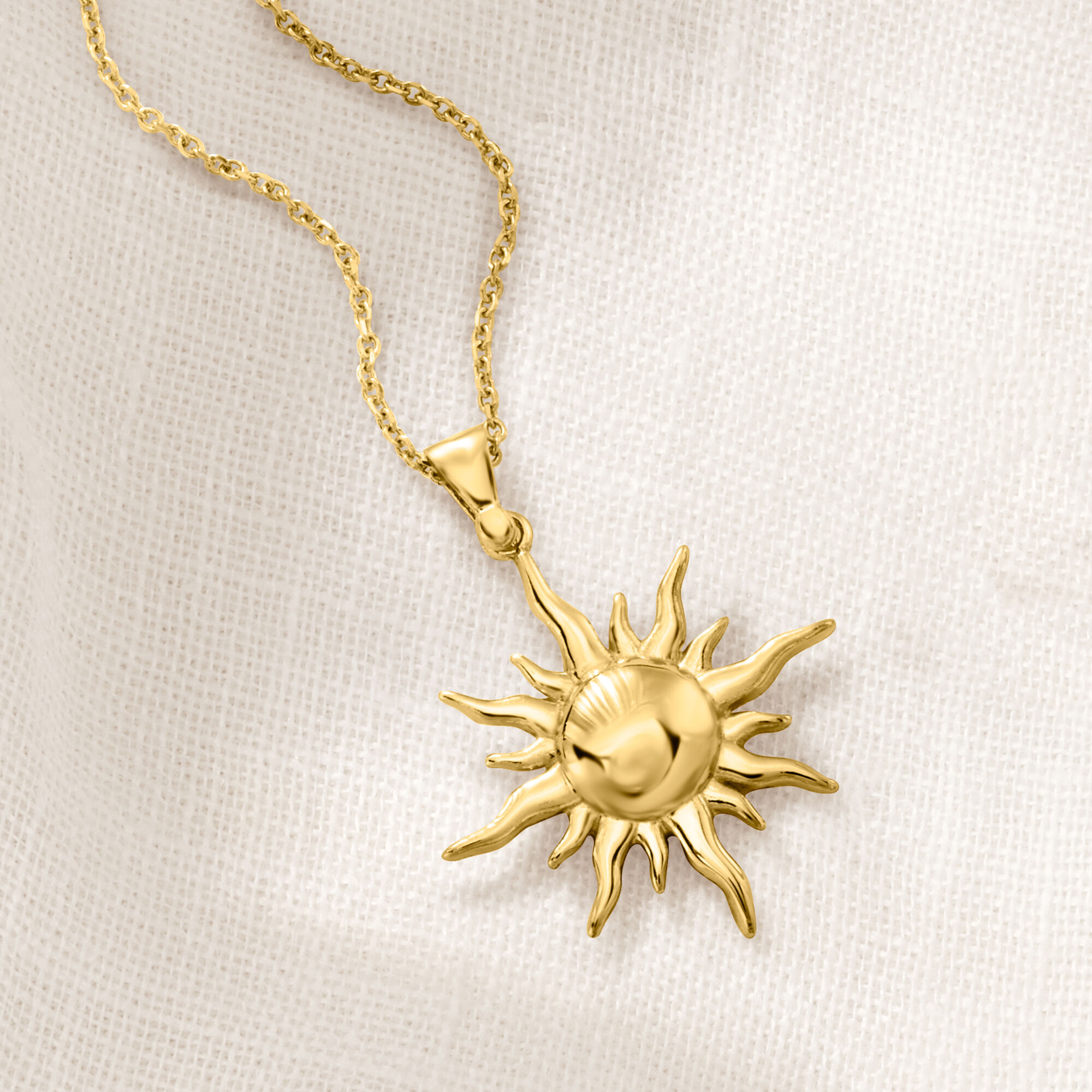 Italian 18kt Gold Over Sterling Sun Pendant Necklace. 18&quot