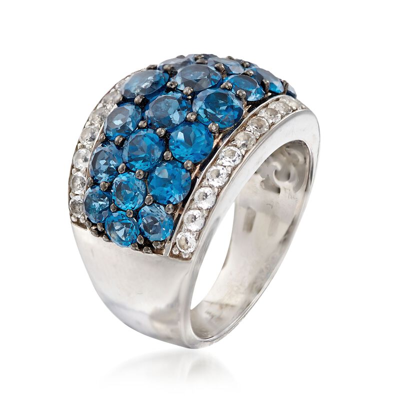 5.00 ct. t.w. London Blue and White Topaz Ring in Sterling Silver image number 2