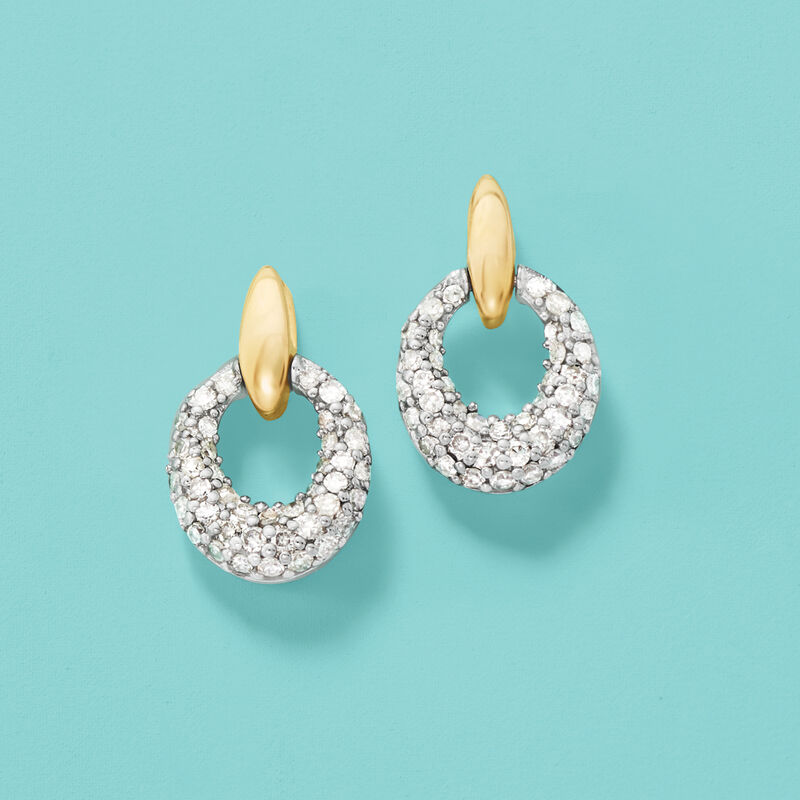 .40 ct. t.w. Diamond Doorknocker Earrings in 14kt Two-Tone Gold image number 2