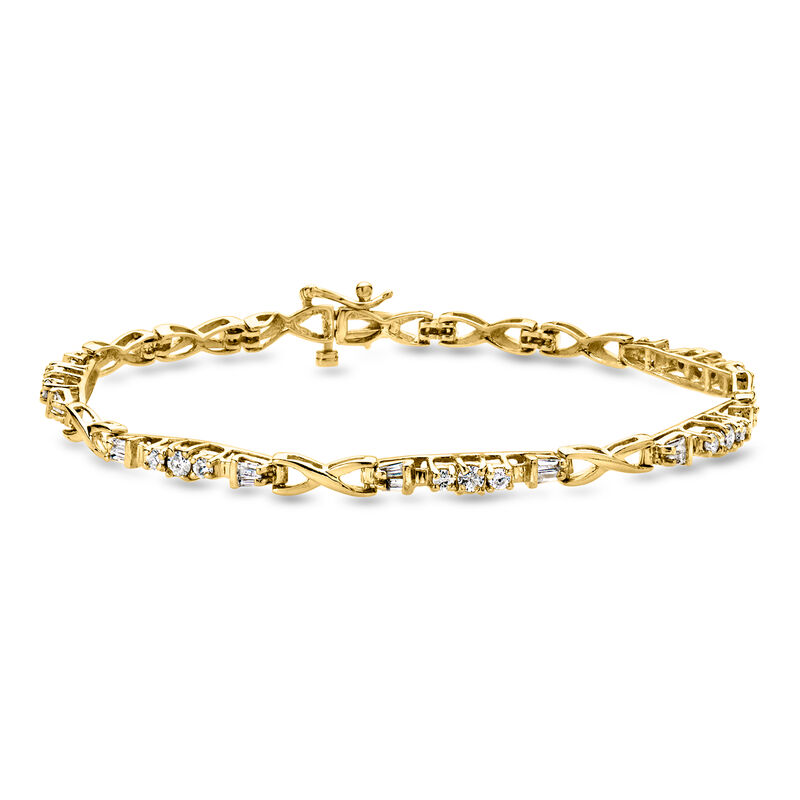 C. 1980 Vintage .95 ct. t.w. Diamond Bracelet in 14kt Yellow Gold. 7" image number 0