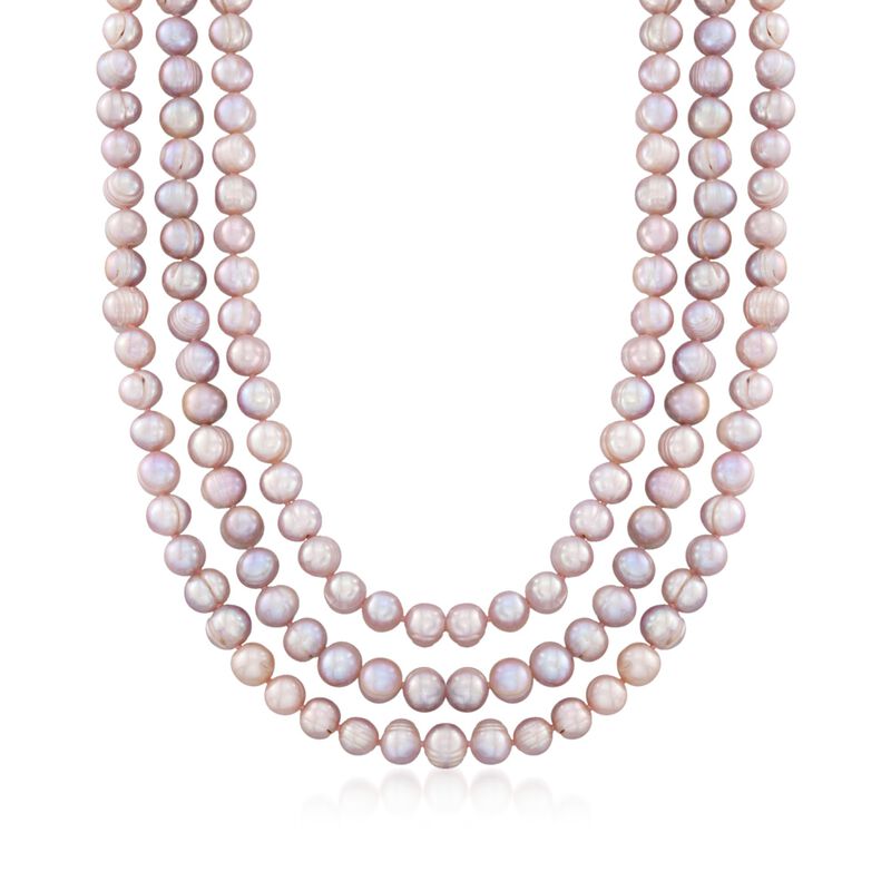 8-9mm Pink Cultured Pearl Endless Necklace with Free Sterling Silver Necklace Shortener image number 0