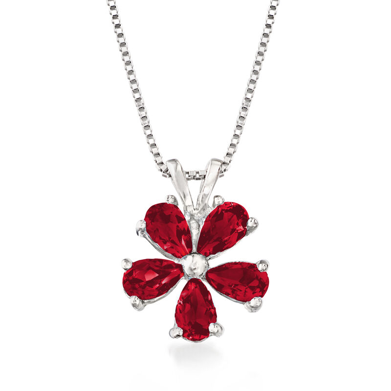 1.25 ct. t.w. Garnet Flower Pendant Necklace in Sterling Silver image number 0