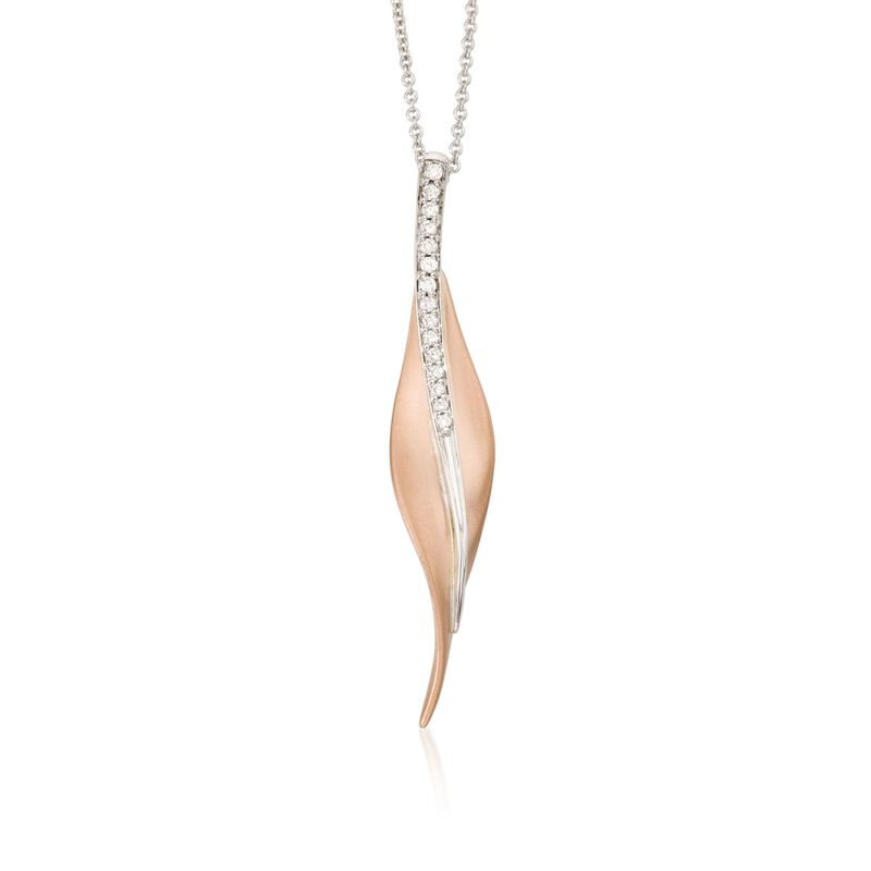 Simon G. .13 ct. t.w. Diamond Pendant Necklace in 18kt Rose and White Gold. 18&quot; image number 0