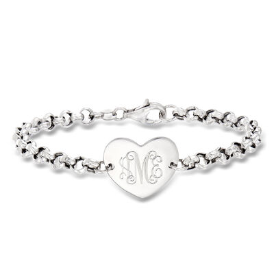 Italian Sterling Silver Personalized Heart Bracelet