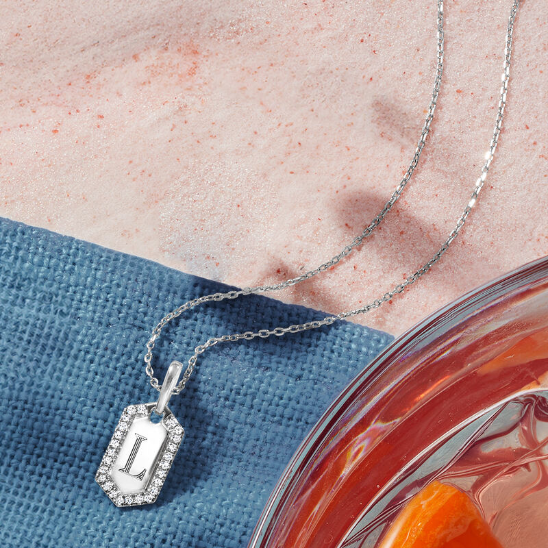 .10 ct. t.w. Diamond Personalized Tag Pendant Necklace in Sterling Silver image number 2