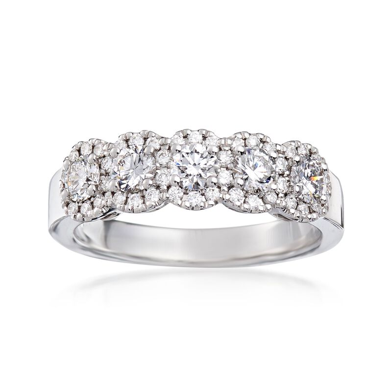 Henri Daussi .90 ct. t.w. Five-Stone Diamond Ring in 18kt White Gold image number 0