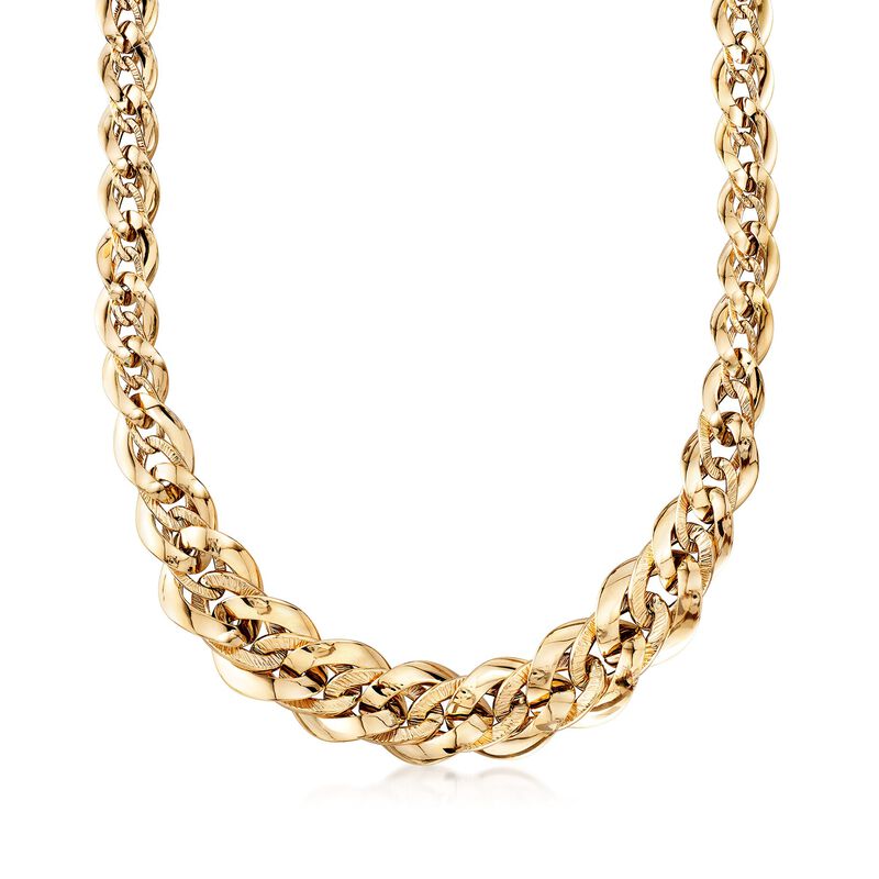 Italian 14kt Yellow Gold Graduated Oval-Link Necklace image number 0