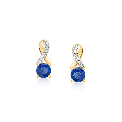 .50 ct. t.w. Sapphire Earrings with Diamonds in 14kt Yellow Gold