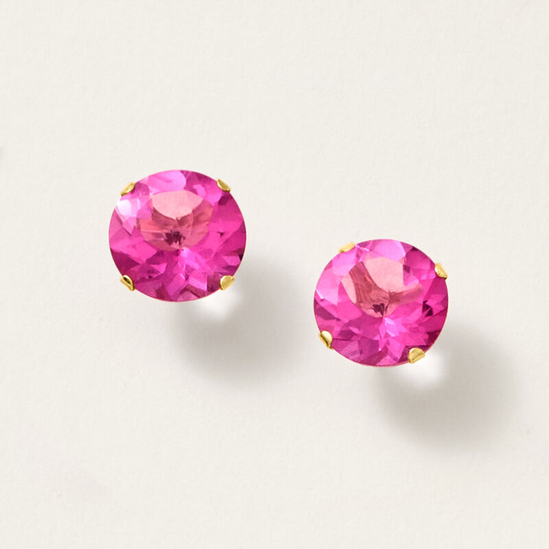 8.70 ct. t.w. Pink Topaz Stud Earrings in 14kt Yellow Gold  image number 3