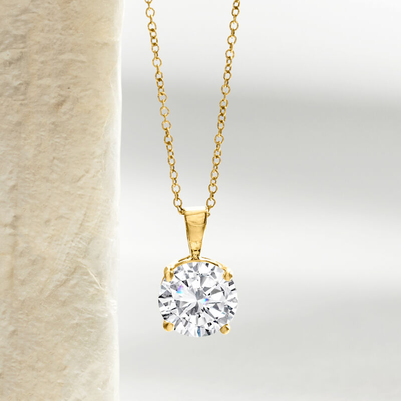 2.00 Carat Lab-Grown Diamond Solitaire Necklace in 14kt Yellow Gold image number 4