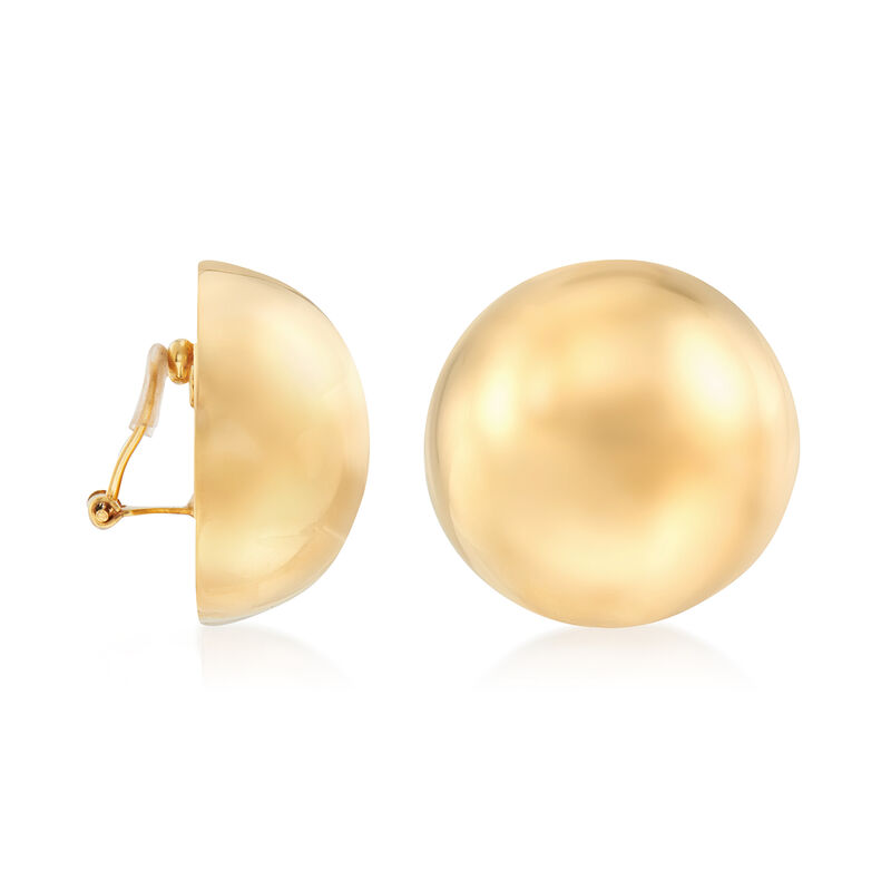 Italian 26mm 18kt Yellow Gold Dome Clip-On Earrings image number 2