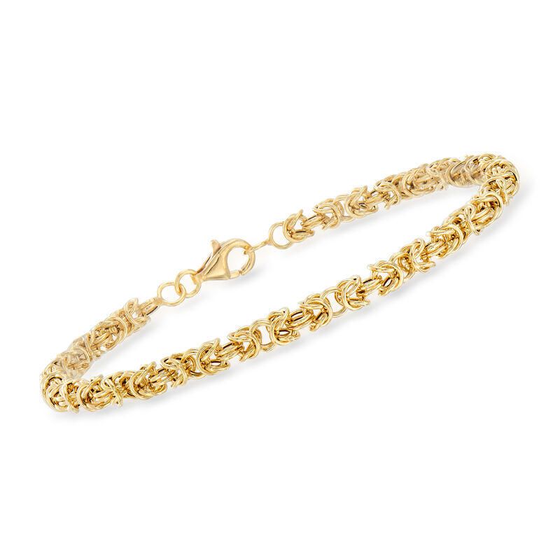Italian 14kt Yellow Gold Byzantine Bracelet with Rolled Edges image number 0