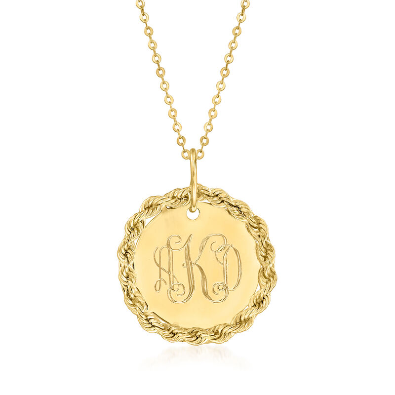 Italian 14kt Yellow Gold Personalized Roped-Circle Necklace image number 1